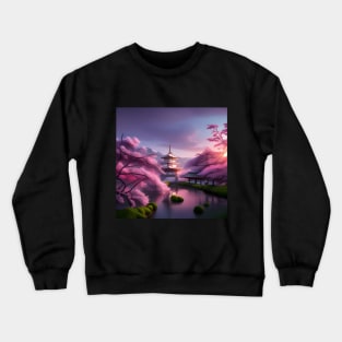 Cherry Blossoms in Japanese Garden Crewneck Sweatshirt